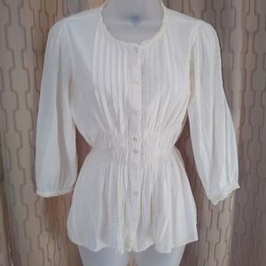 Calvin Klein Feminine Peasant Blouse Cream